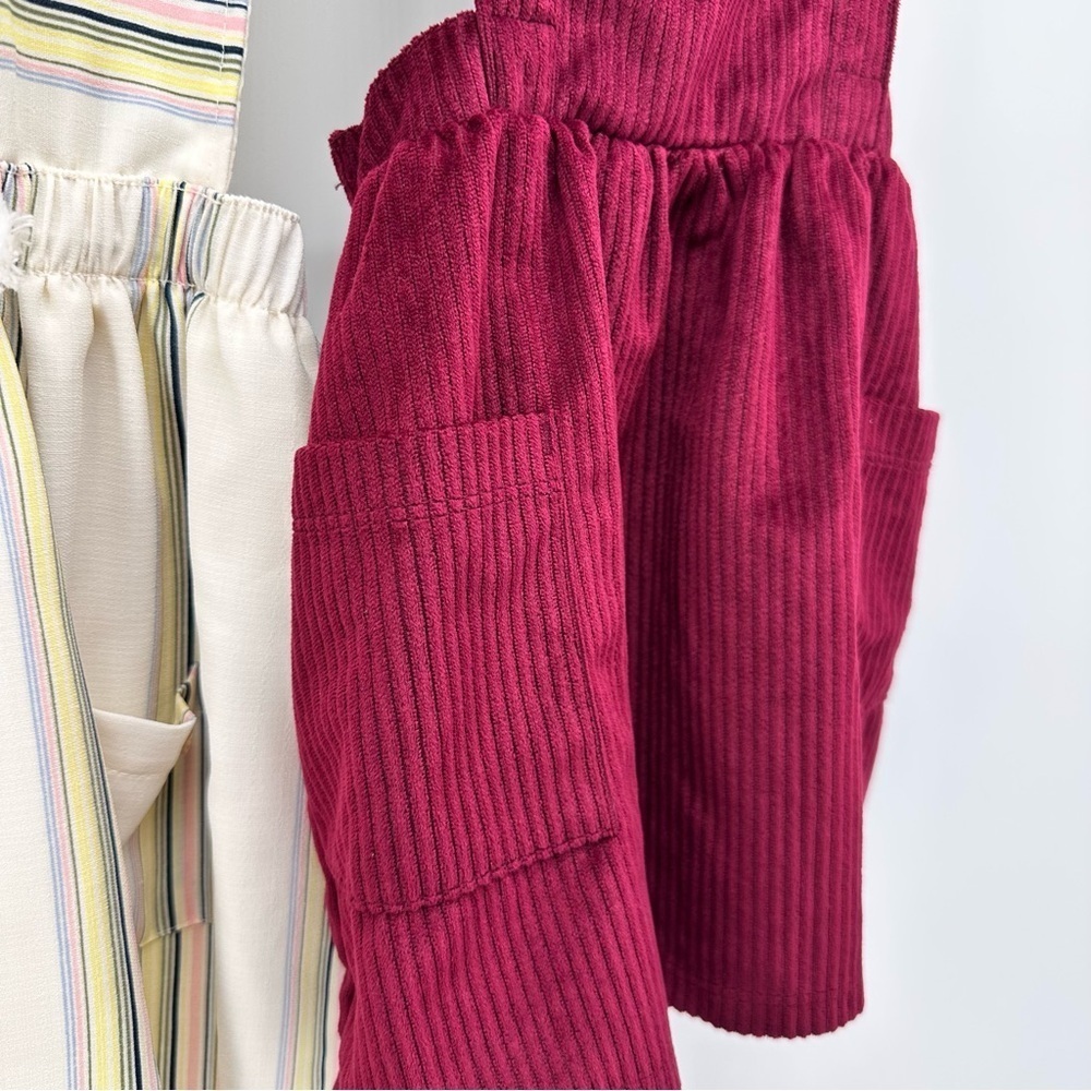GIRLS 3T Boho OVERALLS Dress LOT Stripe Burgundy PREPPY PEASANT Modern JUMPERS - Picture 5 of 7